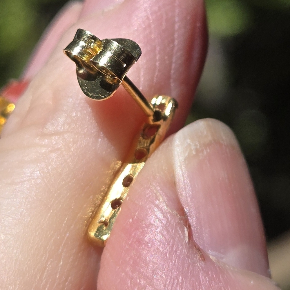 Blue Topaz Natural Gemstone Sterling & Gold Bar Earrings 3k Each - Picture 8 of 9